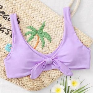 light purple knot tie bikini top